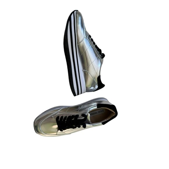 NEW Steve Madden Rizzo Silver Platform Sneakers M - Picture 11 of 12